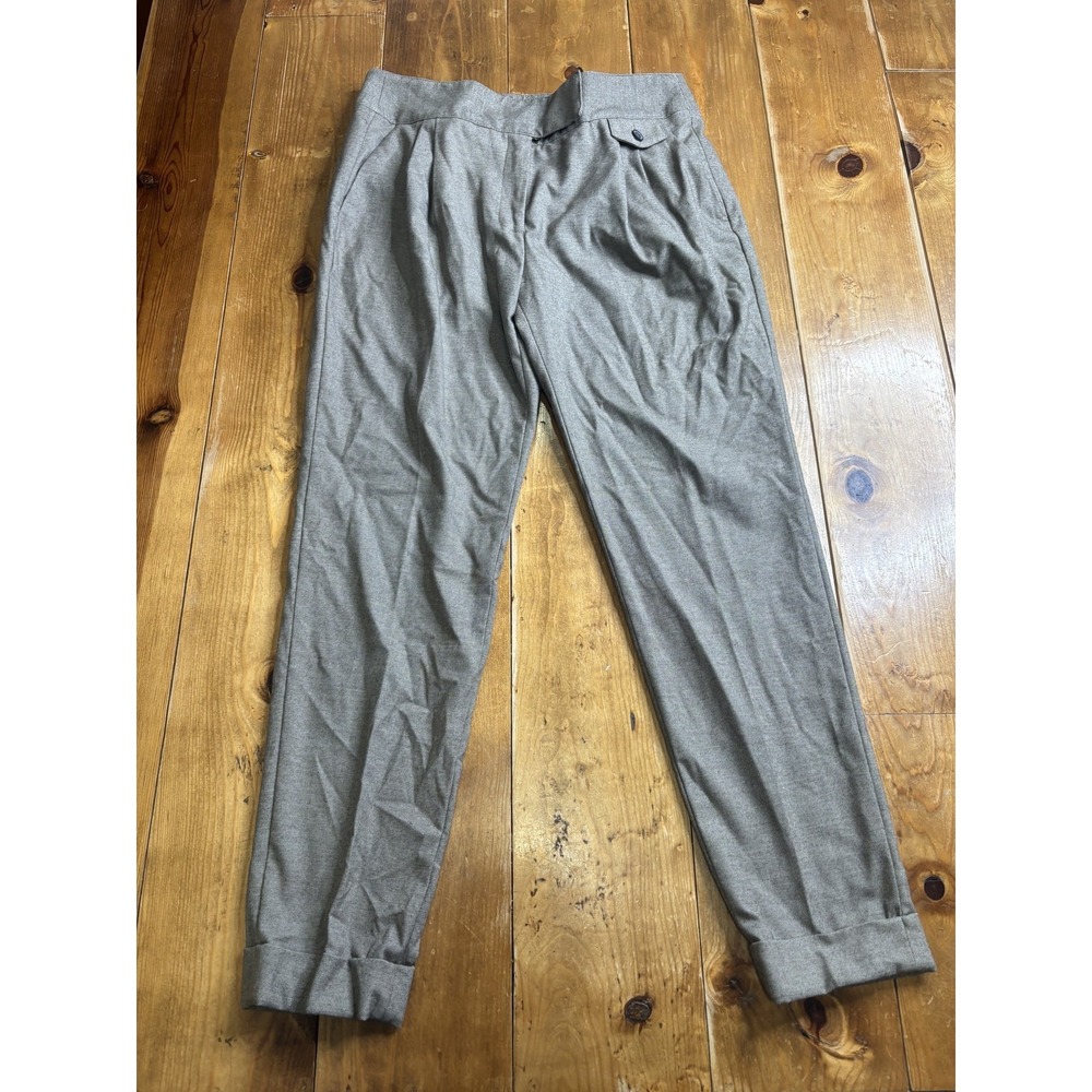 ZARA BASIC Women's Pleated Cuffed Tapered Dress Pants Light Brown Size 30